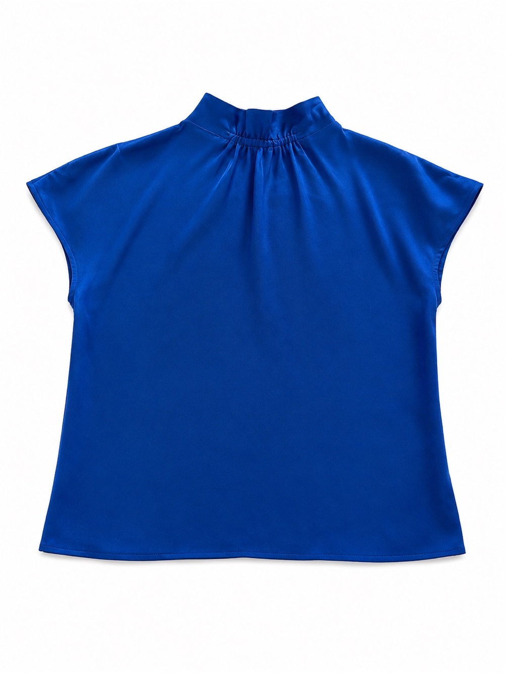 BADGLEY MISCHKA NWT $99 MOCK NECK QUIET LUXURY BLOUSE WOMENS SMALL COBALT SILK